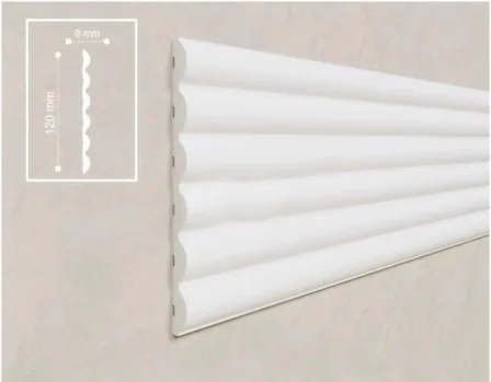 Купить Панель 3D стеновая из полимера 120x8x3000мм, белая, Solid в интернет-магазине Akvilon.kz