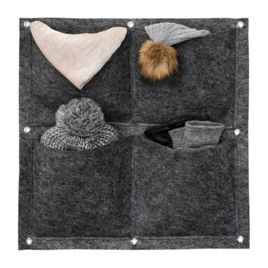 Купить Органайзер квадратный из фетра 4 кармана 50x50 см, 2,5 л серый, QWERTY в интернет-магазине Akvilon.kz