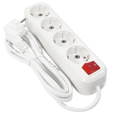 Купить Удлинитель 4x7 с заземлением с выключателем 10А в интернет-магазине Akvilon.kz