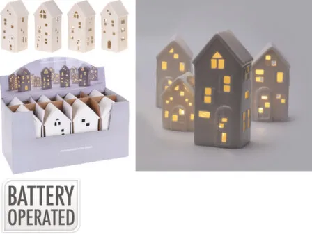 Купить Статуэтка Домик с подсветкой, 7,4x6,5x16,4 см, в ассортименте, Koopman в интернет-магазине Akvilon.kz