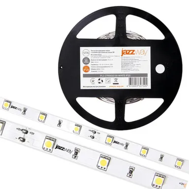 Купить Светодиодная лента SMD5050 14,4Вт/м 6500К IP20 12В (бухта 5 м) JazzWay в интернет-магазине Akvilon.kz