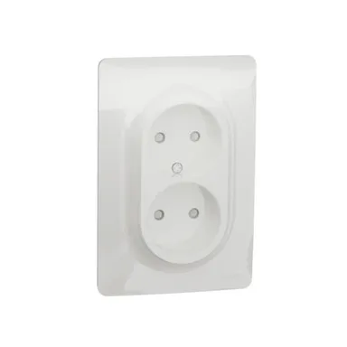 Купить Белая розетка 2- местная без/з шторки Unica Studio в интернет-магазине Akvilon.kz