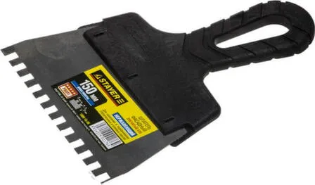 Купить Шпатель нержавеющий, зубчатый, 150 мм, c зубцами 6x6 мм, STAYER в интернет-магазине Akvilon.kz