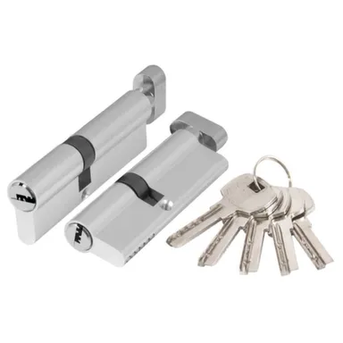 Купить Цилиндровый механизм с вертушкой симметричный AX202 СР 45+10+35в мм хром, Ajax в интернет-магазине Akvilon.kz