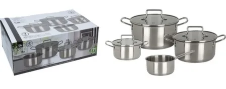 Купить Набор кухонной посуды: ковш 16x8 см, кастрюля с крышкой 16x8 см, кастрюля с крышкой 18x9 см, кастрюля с крышкой 20x10 см, Koopman в интернет-магазине Akvilon.kz