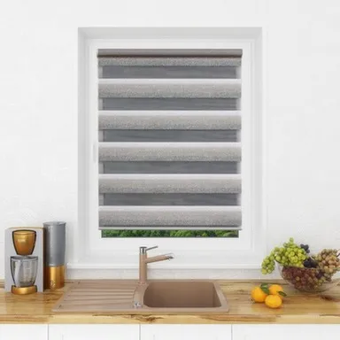 Купить Штора рулонная ДАБЛ День-ночь LB 55-04 140x170см серебристо-серый, Lm Decor в интернет-магазине Akvilon.kz