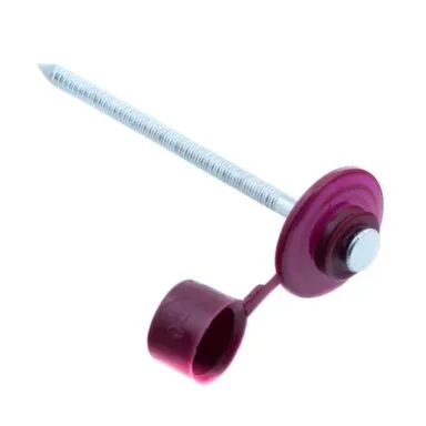 Купить Гвозди для ондулина оцинкованные 80 мм с пластмассовой шляпкой, бордо, 100 шт, Стройбат в интернет-магазине Akvilon.kz