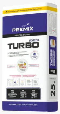 Купить Стяжка цементная быстросохнущая полусухая Turbo Screed, 25 кг, Premix в интернет-магазине Akvilon.kz
