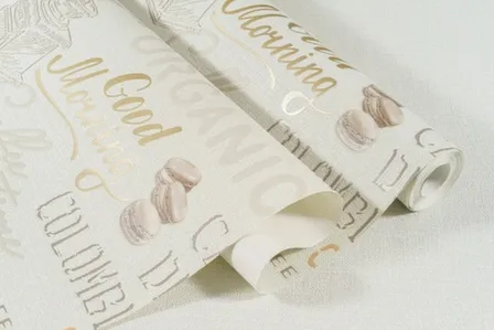 Купить Обои виниловые на флизелиновой основе Кофе, мотив, зеленый светлый, 1,06x10 м, Артекс в интернет-магазине Akvilon.kz