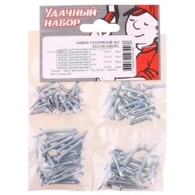 Купить Набор саморезов № 2, белый цинк, 80 шт, Стройбат в интернет-магазине Akvilon.kz