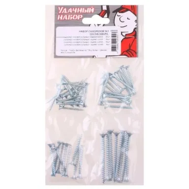 Купить Набор саморезов № 3, белый цинк, 53 шт, Стройбат в интернет-магазине Akvilon.kz