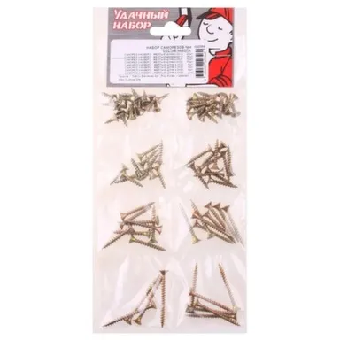 Купить Набор саморезов № 4, желтый цинк, 82 шт, Стройбат в интернет-магазине Akvilon.kz