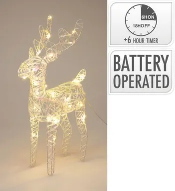 Купить Светильник декоративный Олень, 30 LED-ламп, с функцией таймера, 24x9x37 см, Koopman в интернет-магазине Akvilon.kz