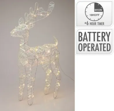 Купить Светильник декоративный Олень, 60 LED-ламп, с функцией таймера, 36x14x60 см, Koopman в интернет-магазине Akvilon.kz