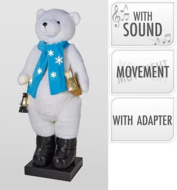 Купить Декорация Медведь с подсветкой, звуком и движением, 35x35x110 см, работает от сети на напряжении 220-240 В, Koopman в интернет-магазине Akvilon.kz