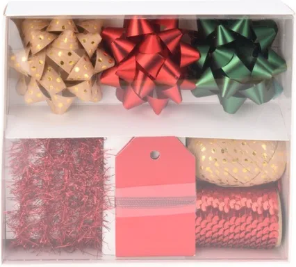 Купить Набор для декорирования из 10 предметов: бант - 3 шт, лента - 3 шт, бирка - 4 шт, в ассортименте, Koopman в интернет-магазине Akvilon.kz