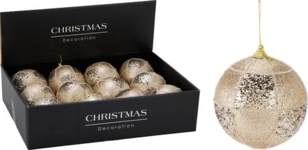 Купить Ёлочное украшение Шар, диаметр 10 см, бежевый, Koopman в интернет-магазине Akvilon.kz