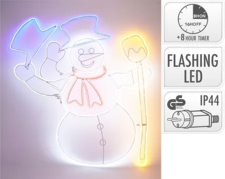 Купить Светильник декоративный Снеговик, с функцией таймера и движением, работает от сети на напряжении 220-240 В, адаптер IP44, 76x83 см, Koopman в интернет-магазине Akvilon.kz