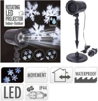 Купить Светильник-проектор, дизайн Cнежинка, 4 LED-лампы, работает на напряжении 220-240 В, IP44, Koopman в интернет-магазине Akvilon.kz