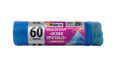 Купить Мешки для мусора Особо прочные 60л/20шт (60x70), Paterra в интернет-магазине Akvilon.kz