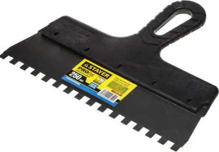 Купить Шпатель нержавеющий, зубчатый, 250 мм, c зубцами 8x8 мм, STAYER в интернет-магазине Akvilon.kz