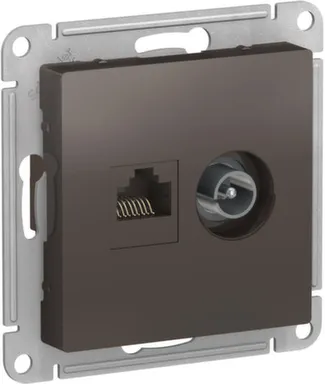 Купить Розетка 2-местная компьютерная+TV, серия AtlasDesign мокко в интернет-магазине Akvilon.kz