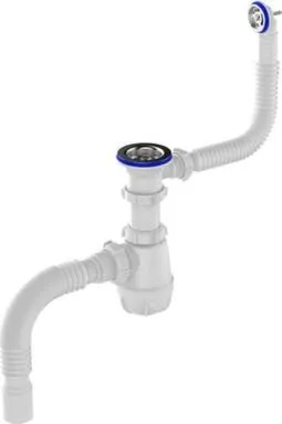 Купить Сифон бутылочный 1 1/2"х40 с круглым переливом, с гибкой трубой 40x40мм, Aquant в интернет-магазине Akvilon.kz