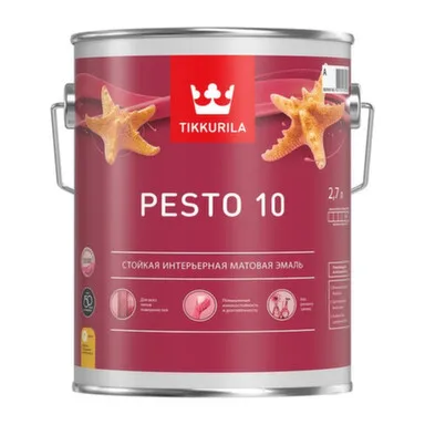 Купить Эмаль алкидная EURO PESTO 10, база A, матовая, 2,7 л, Tikkurila в интернет-магазине Akvilon.kz