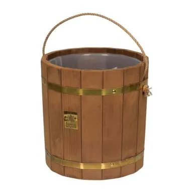 Купить Ведро 13 л. (термо) с латунным обручем, пластиковой вставкой, липа, Банные штучки в интернет-магазине Akvilon.kz