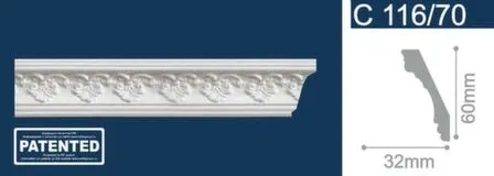 Купить Плинтус потолочный 60x32x2000мм, Solid в интернет-магазине Akvilon.kz