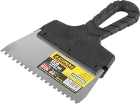 Купить Шпатель нержавеющий, зубчатый, 150 мм, c зубцами 4x4 мм, STAYER в интернет-магазине Akvilon.kz