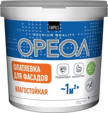 Шпатлевка фасадная влагостойкая, 1,5 кг, Ореол в интернет-магазине Akvilon.kz Шпатлевка фасадная влагостойкая, 1,5 кг, Ореол в интернет-магазине Akvilon.kz