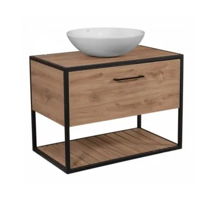 Купить Тумба подвесная Loft Scandi 75 см со столешницей Sevilya и умывальником Zero 46 см, Аква Родос в интернет-магазине Akvilon.kz