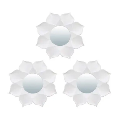 Купить Комплект декоративных зеркал "Бордо", белый, 3 шт., D 10 см, QWERTY в интернет-магазине Akvilon.kz