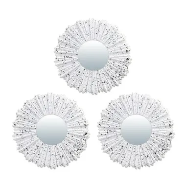 Купить Комплект декоративных зеркал "Ницца", белый, 3 шт., D10 см, QWERTY в интернет-магазине Akvilon.kz