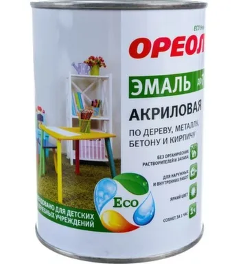 Купить Эмаль акриловая, белая глянцевая, 1 кг, Ореол в интернет-магазине Akvilon.kz