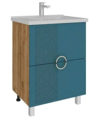 Тумба напольная Рината Дуб Крафт Золотой Аквамарин 2 ящика с умывальником Orbita 1170-80/810, 80 см, AVK в интернет-магазине Akvilon.kz