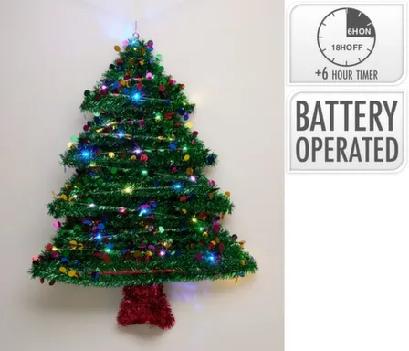 Купить Декорация Ёлка с подсветкой, 30 LED-ламп, с функцией таймера, 57x43x1 см, Koopman в интернет-магазине Akvilon.kz