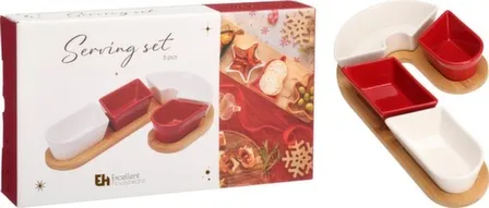 Купить Набор для сервировки и подачи блюд: миска - 4 шт в ассортименте, поднос - 1 шт, размер набора 29x17x4,5 см, Koopman в интернет-магазине Akvilon.kz