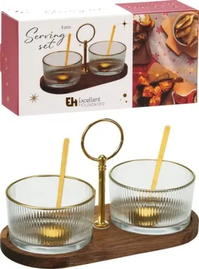 Купить Набор для сервировки и подачи блюд: миска, 5x9 см - 2 шт, ложка, длина 13,5 см - 2 шт, поднос, 21x10x1,2 см - 1 шт, Koopman в интернет-магазине Akvilon.kz