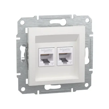 Купить Белая розетка 2-мест.компьютерная Asfora в интернет-магазине Akvilon.kz