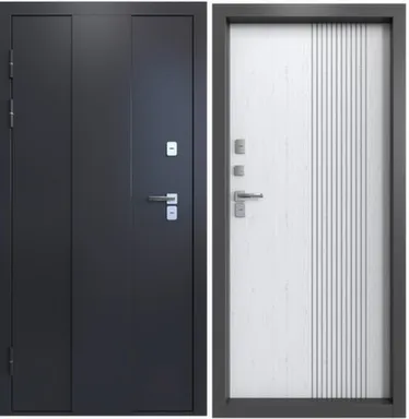 Купить Дверь металлическая Медверь 3 Антик серебро чёрное/ Санторини белый Левое 2050x960 в интернет-магазине Akvilon.kz