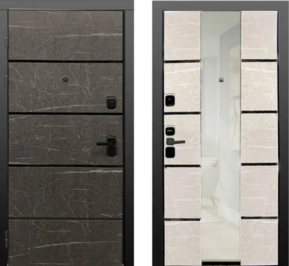 Купить Дверь метал. Оскар Торос черный+Черный глянец МДФ/Металлик черный Зеркало 880мм Левая в интернет-магазине Akvilon.kz