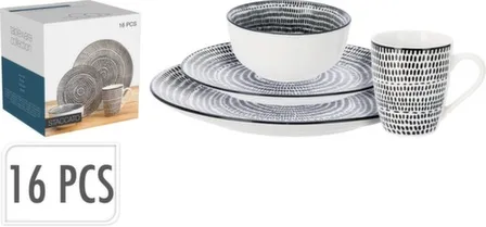 Купить Набор посуды из 16 предметов: тарелка диаметром 27 см - 4 шт, тарелка диаметром 19 см - 4 шт, миска 500 мл - 4 шт, кружка 350 мл - 4 шт, Koopman в интернет-магазине Akvilon.kz