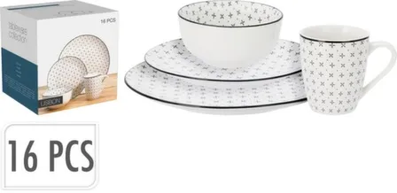 Купить Набор посуды из 16 предметов: тарелка диаметром 27 см - 4 шт, тарелка диаметром 19 см - 4 шт, миска 500 мл - 4 шт, кружка 350 мл - 4 шт, Koopman в интернет-магазине Akvilon.kz