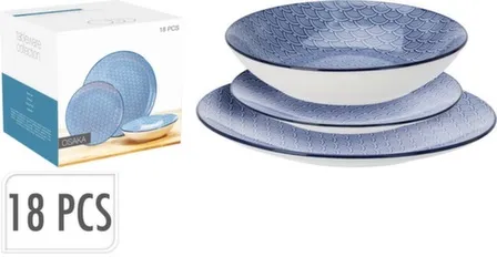 Купить Набор посуды из 18 предметов: тарелка диаметром 27 см - 6 шт, тарелка диаметром 19 см - 6 шт, тарелка глубокая диаметром 20 см - 6 шт, Koopman в интернет-магазине Akvilon.kz