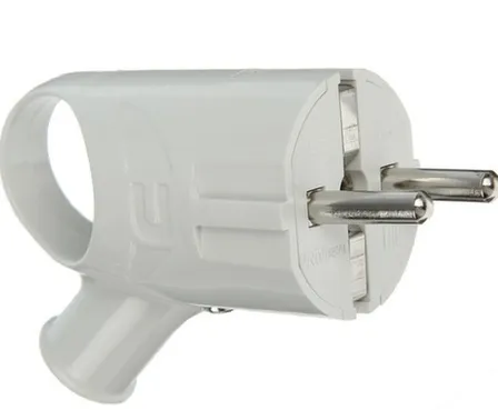 Купить Вилка электрическая, штепсельная, угловая, с ушком, с заземлением, белая UNIVersal в интернет-магазине Akvilon.kz