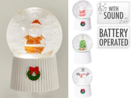 Купить Статуэтка Рождественский шар на подставке 10x10x14,7 см, LED, со звуком, в ассортименте, Koopman в интернет-магазине Akvilon.kz