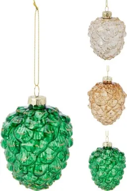 Купить Ёлочное украшение Шишка, стекло, 7x9 см, в ассортименте, Koopman в интернет-магазине Akvilon.kz