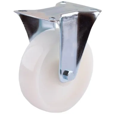 Купить Опора колесная неповоротная на площадке, 125 мм, пластик, белый, 1 шт, Стройбат в интернет-магазине Akvilon.kz